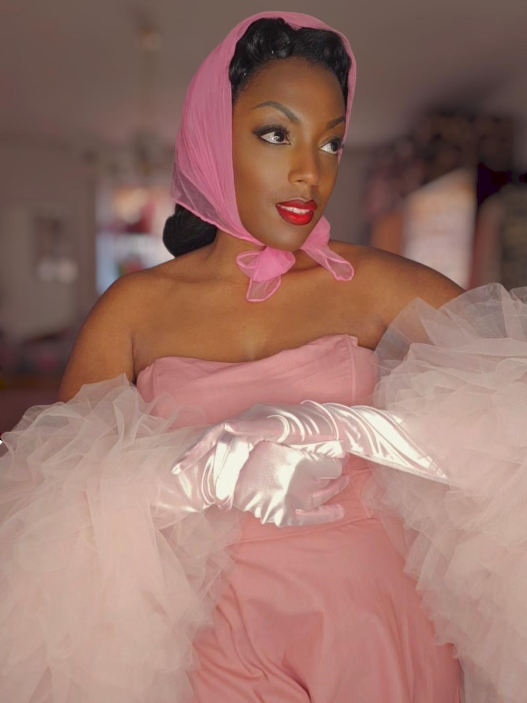 Boa de tulle SWEET - Rose poudré