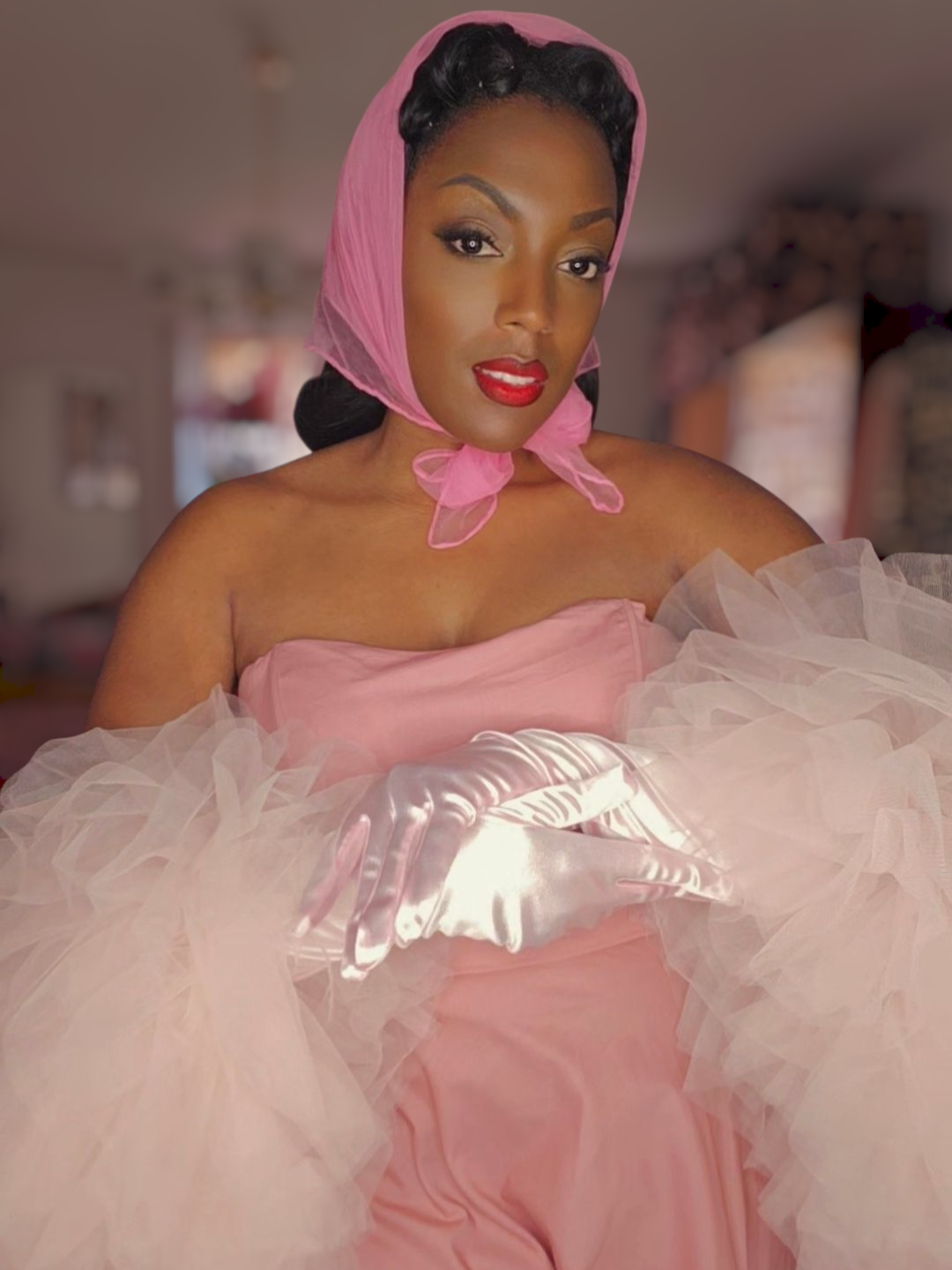 Boa de tulle SWEET - Rose poudré