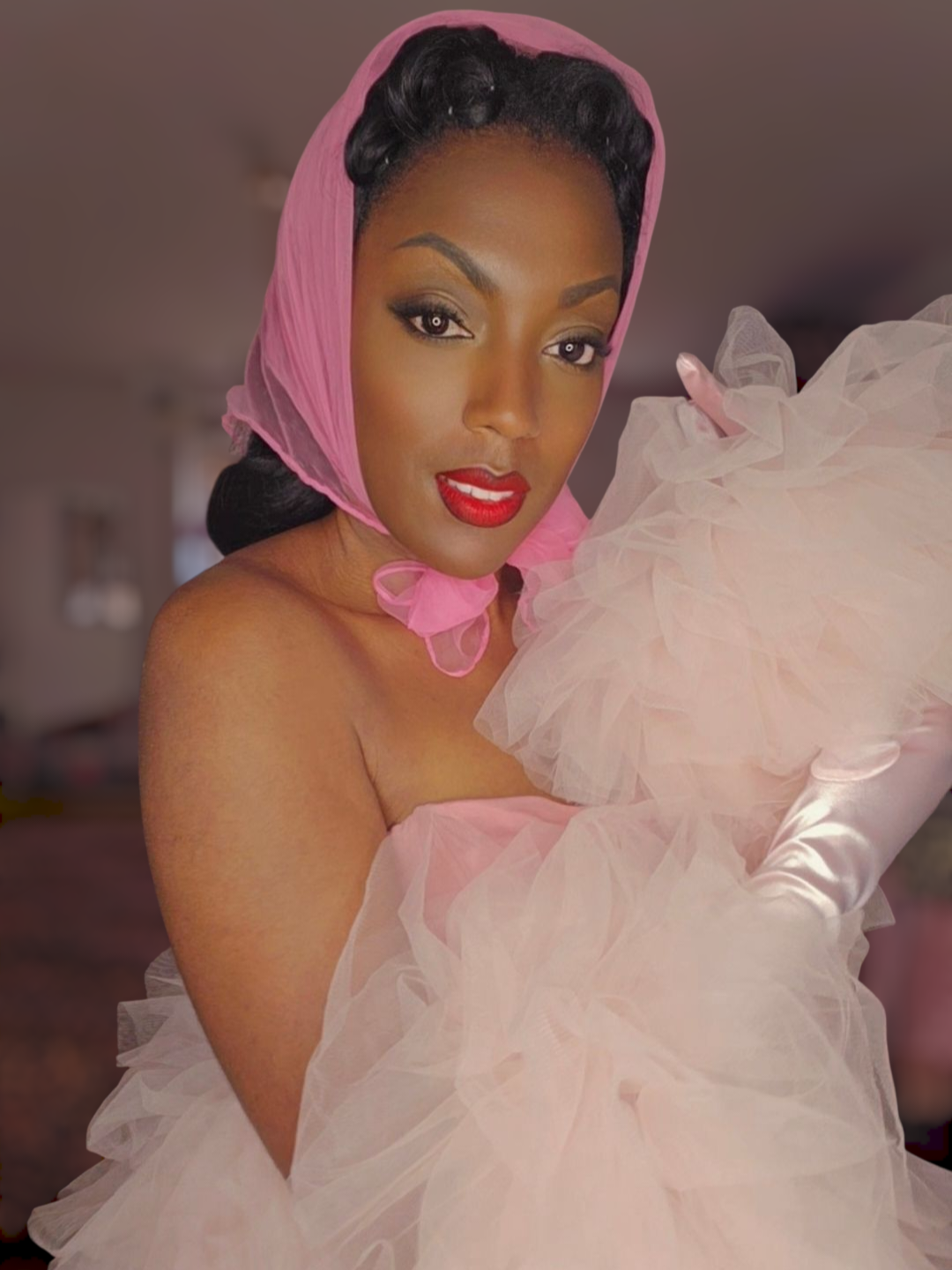 Boa de tulle SWEET - Rose poudré